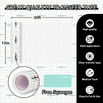 TECKWRAP Vinyl Transfer Tape 12" x 30FT for Easy Crafting