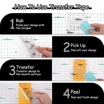 TECKWRAP Vinyl Transfer Tape 12" x 30FT for Easy Crafting
