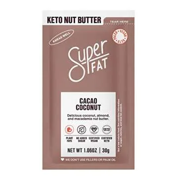 SuperFat Nut Butter Keto Snacks - Macadamia & Almond Nut Butter Fat Bomb Paleo Snack Improves Energy, Metabolism & Brain Function, Vegan, Gluten Free 8 x 1.0 oz (Cacao Coconut)