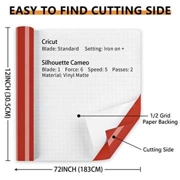 Lya Vinyl Glossy Red Permanent Vinyl Roll, 12" x 6FT for Crafting & Home Decor