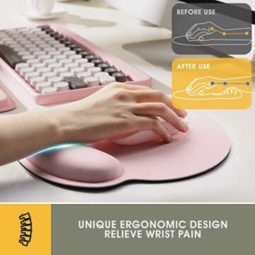 GIM Ergonomic Keyboard Wrist Rest and Mouse Pad with Wrist Support, Memory Foam Mouse Cushion Anti-S...