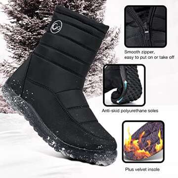 Alicegana Womens Warm Waterproof Winter Snow Boots