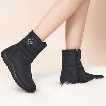 Alicegana Womens Warm Waterproof Winter Snow Boots