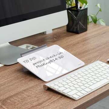 Small Desktop Glass Dry-Erase Whiteboard - 8 X 6 Inches Tabletop Easel Whiteboard with Stand, Desk Board Buddy for Artist, Teacher and Student