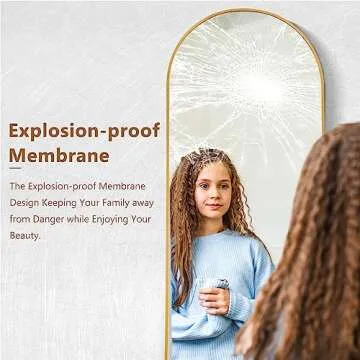 Pexfix Arched Full Length Mirror Full Length Floor Mirror Floor Mirror Full Length Arched Wall Mirror Full Body Wall Mirror Sleek Arched-Top Mirror，Gold,64''×22''