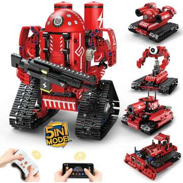 STEM Robot Toys for Kids 8-14, 5-in-1 Remote Control - 495 Pcs DIY Kit