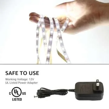 Lepro LED Strip Light White, 16.4ft Dimmable Vanity Lights, 6000K Super Bright LED Tape Lights, 300 LEDs 2835, Strong 3M Adhesive, Suitable for Home, Kitchen, Under Cabinet, Bedroom, Daylight White