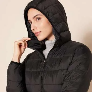 Lightweight Women's Water-Resistant Hooded Puffer Coat