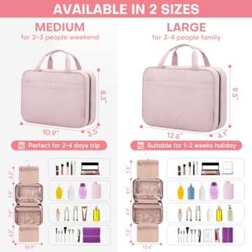 HXLGMD Travel Toiletry Bag for Women, Portable Makeup Cosmetic Bag with Hanging Hook, Travel Essenti...