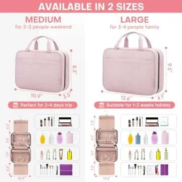 HXLGMD Travel Toiletry Bag for Women, Portable Makeup Cosmetic Bag with Hanging Hook, Travel Essenti...