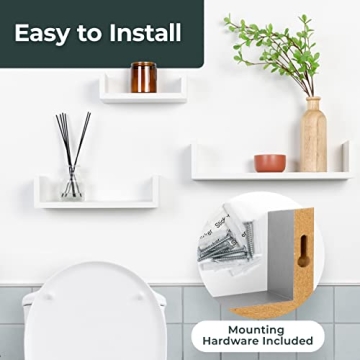 Greenco Floating U Shelves Set of 3 for Stylish Storage