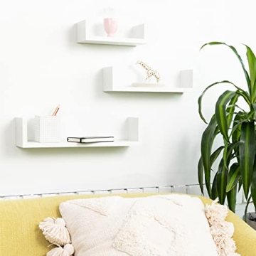 Greenco Floating U Shelves Set of 3 for Stylish Storage