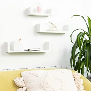 Greenco Floating U Shelves Set of 3 for Stylish Storage