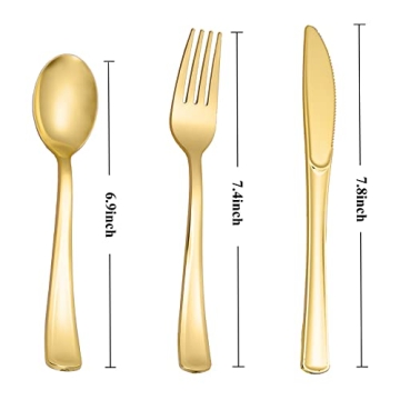 N9R Gold Plastic Cutlery - Elegant 60pcs Set for Parties