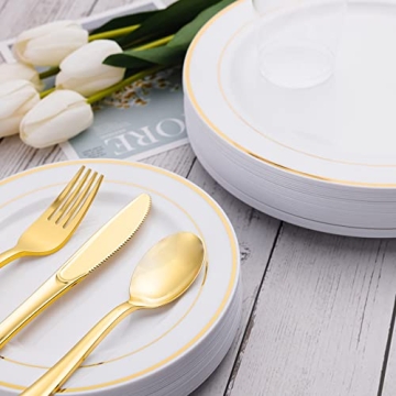 N9R Gold Plastic Cutlery - Elegant 60pcs Set for Parties