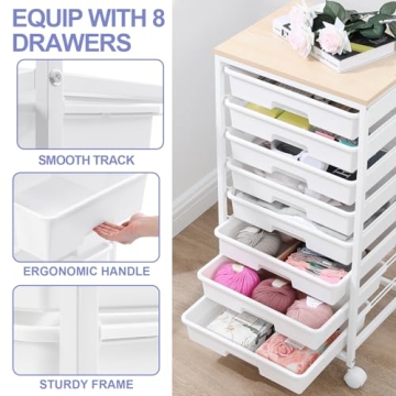 SYKIARIOL 8 Drawer Rolling Storage Cart - Stylish Organization