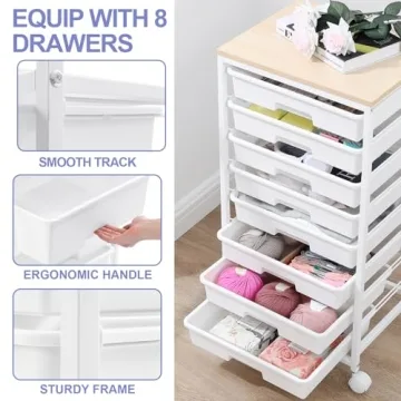 SYKIARIOL 8 Drawer Rolling Storage Cart - Stylish Organization