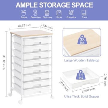 SYKIARIOL 8 Drawer Rolling Storage Cart - Stylish Organization