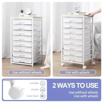 SYKIARIOL 8 Drawer Rolling Storage Cart - Stylish Organization
