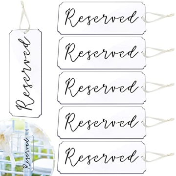 6 Pieces Reserved Signs for Wedding Chairs Acrylic Tag, Hanging with Ribbon for Wedding Important Ev...