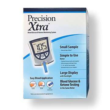Product Name: Precision Xtra Blood Ketone Monitoring meter Kit Bundle 10 Abbott Ketone Strips + 100 Alcohol Wipes + 100 Lancets + Abbott Ketone Test Meter Ketogenic Diet Keto Diet Monitor