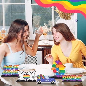Feuid Gniea Rainbow Wooden Centerpieces for Pride