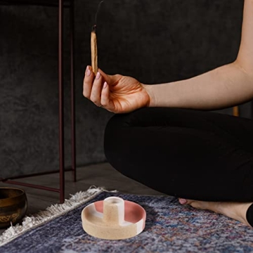 Palo Santo Holder, Ceramic Incense Burner for Palo Santo Stick, Scent Wood Stand and Ash Catcher(Red&Grey)