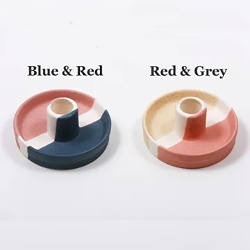 Palo Santo Holder, Ceramic Incense Burner for Palo Santo Stick, Scent Wood Stand and Ash Catcher(Red&Grey)