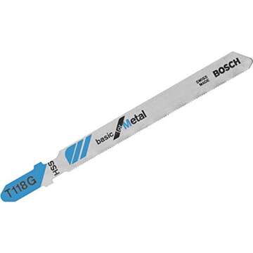 Bosch T118G 5-Piece 3-5/8 In. 36 TPI Basic for Metal T-Shank Jig Saw Blades, Silver