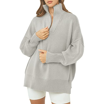 ANRABESS Women's Oversized 1/4 Zip Sweater for All Seasons