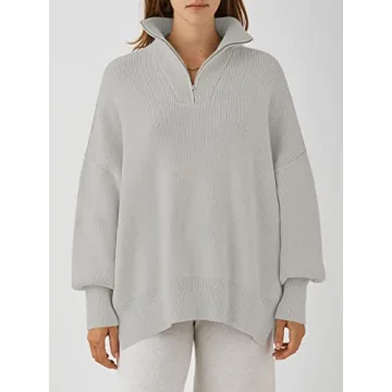 ANRABESS Women's Oversized 1/4 Zip Sweater for All Seasons