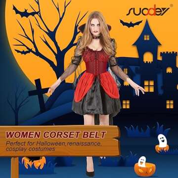 SUOSDEY Costume Belts for Women Wide Elastic Waist Cinch Belts Lace-up Waspie Corset Belts Red Color