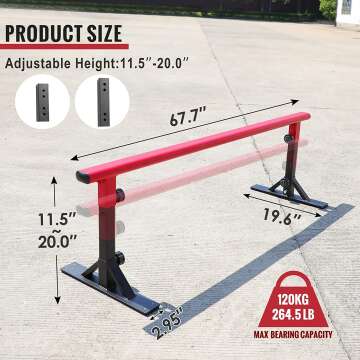 Height Adjustable Skateboard Grind Rail for All Skaters