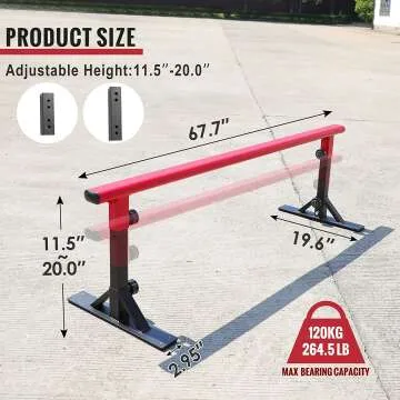 Height Adjustable Skateboard Grind Rail for All Skaters