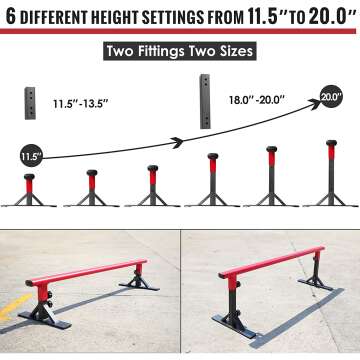 Height Adjustable Skateboard Grind Rail for All Skaters