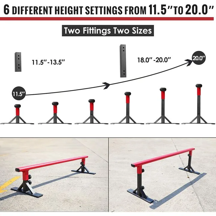 Height Adjustable Skateboard Grind Rail for All Skaters