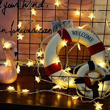 ANJAYLIA 10FT Star Lights - Warm White LED String Lights
