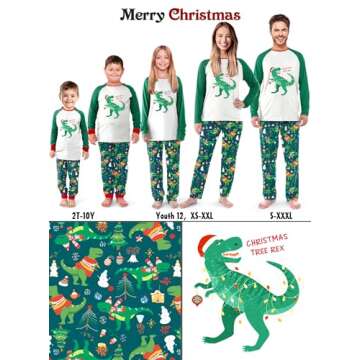 SUNNYBUY Family Christmas Pjs Matching Sets,Holiday Pajamas Xmas Jammies for Family or Couples, Dino...