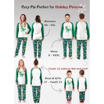 SUNNYBUY Family Christmas Pjs Matching Sets,Holiday Pajamas Xmas Jammies for Family or Couples, Dinosaur, 2T-70