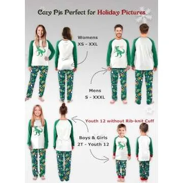 SUNNYBUY Family Christmas Pjs Matching Sets,Holiday Pajamas Xmas Jammies for Family or Couples, Dinosaur, 2T-70