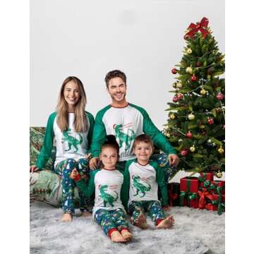 SUNNYBUY Family Christmas Pjs Matching Sets,Holiday Pajamas Xmas Jammies for Family or Couples, Dinosaur, 2T-70