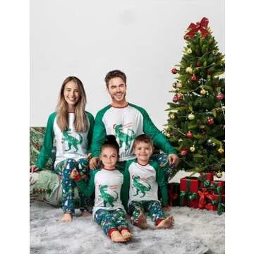 SUNNYBUY Family Christmas Pjs Matching Sets,Holiday Pajamas Xmas Jammies for Family or Couples, Dinosaur, 2T-70