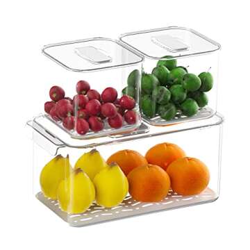 iPEGTOP Stackable Produce Saver Containers for Fresh Storage