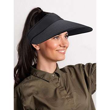 2 PiecesWomen Sun Visor Hats Wide Brim Visor Hats Adjustable Summer Visor Caps UV Protection Beach C...