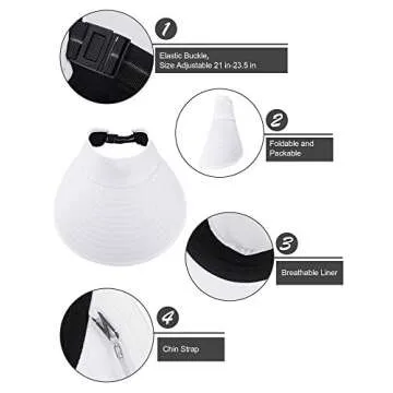 2 PiecesWomen Sun Visor Hats Wide Brim Visor Hats Adjustable Summer Visor Caps UV Protection Beach Caps for Women Wearing Favors (Color Set 1)