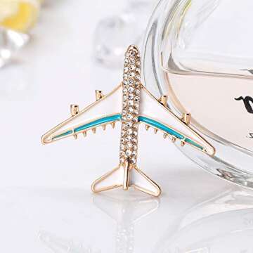 YAZILIND Rhinestone Aircraft Airplane Brooch Pins Women Breastpin Corsage Girls Jewelry Gift