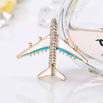 YAZILIND Rhinestone Aircraft Airplane Brooch Pins Women Breastpin Corsage Girls Jewelry Gift
