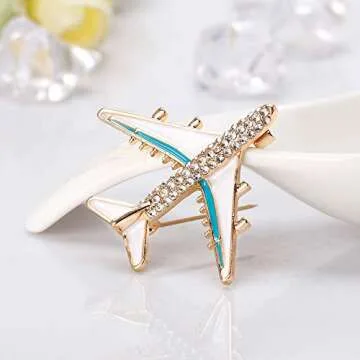 YAZILIND Rhinestone Aircraft Airplane Brooch Pins Women Breastpin Corsage Girls Jewelry Gift