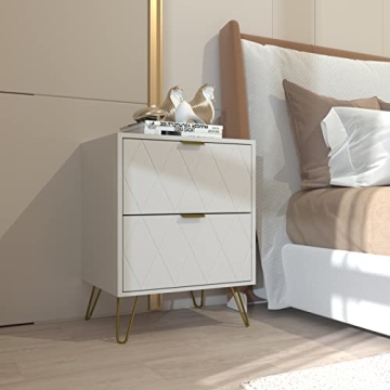 Elegant ANBUY White Nightstand Set of 2 for Bedroom