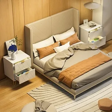 Elegant ANBUY White Nightstand Set of 2 for Bedroom